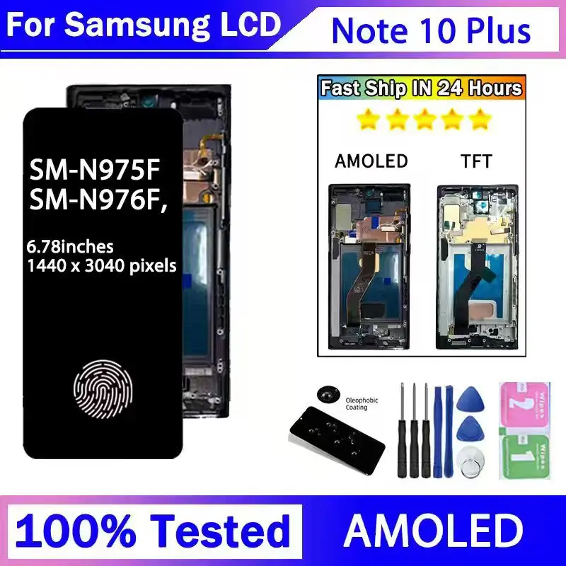 AMOLED LCD With Frame For Samsung Note 10 Plus Note10+ LCD SM-N975F, SM-N976F Display Touch Screen Digitizer Assembly