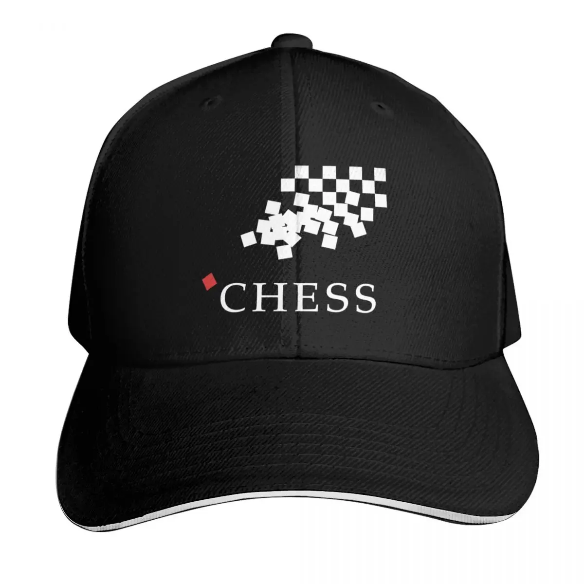 Chess (White) Baseball Cap Quick Dry Performance Cotton Twill Breathable Contrast Two Tone Brim