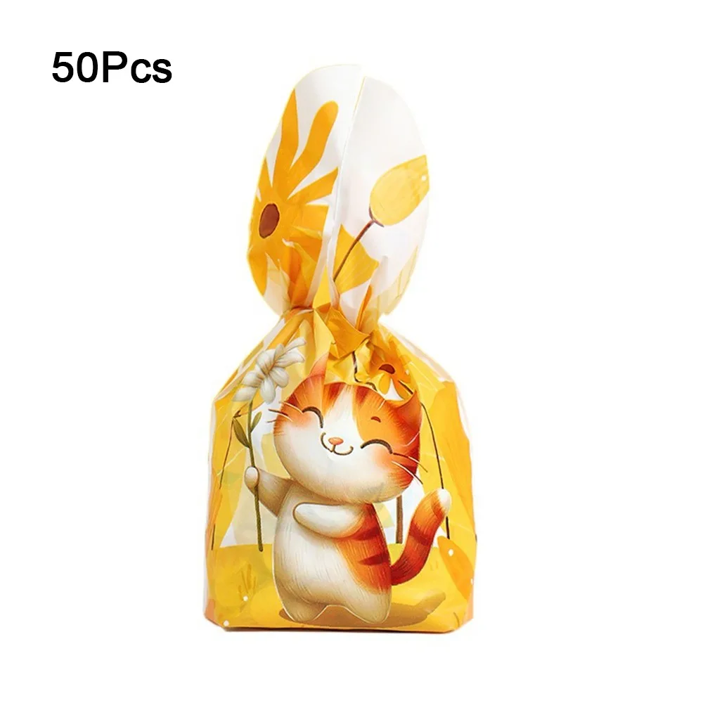 

50Pcs Plastic Rabbit Ear Candy Bags Animal Pattern Cartoon Rabbit Long Ear Bags Multistyle Cute Candy Gift Bags Festive