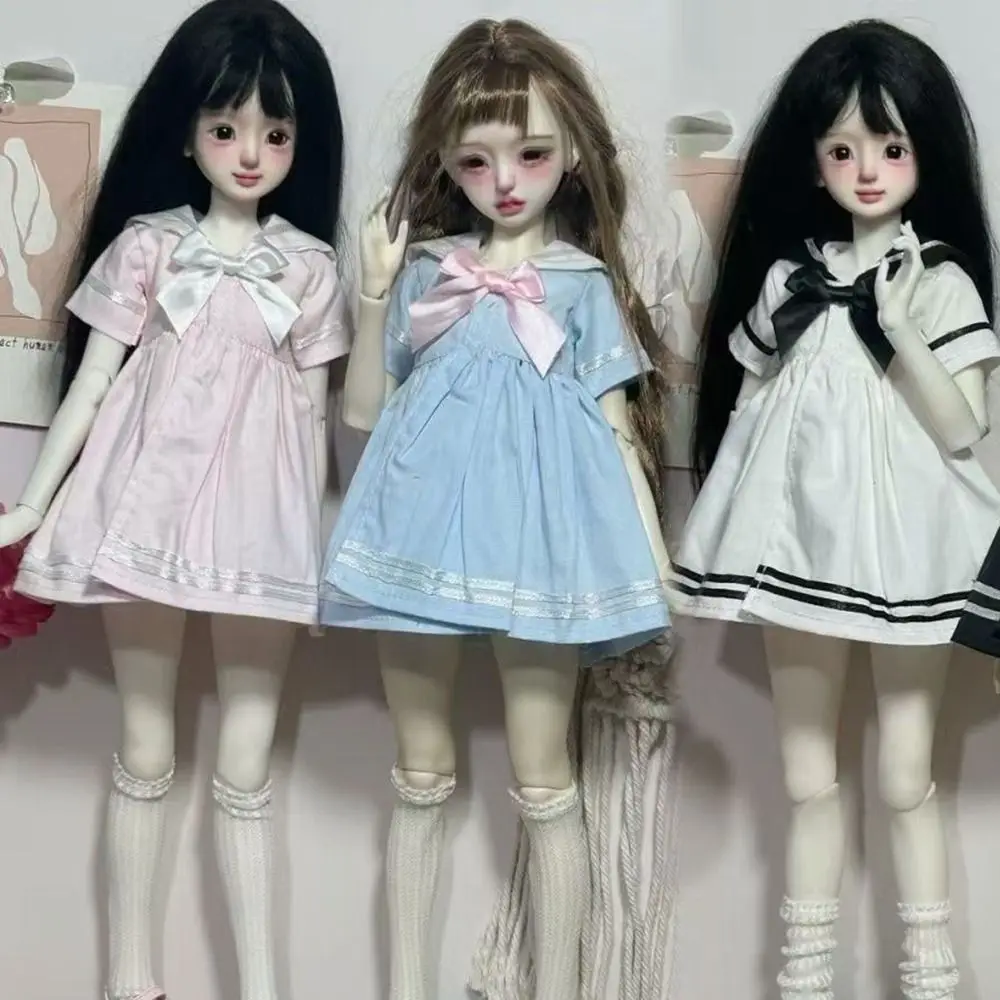 

New Handmake Doll Sailor Suit Fashion Mini Doll College Dress DIY Accessories Princess Long Skirt for 1/4 1/6 BJD 30/45cm Dolls