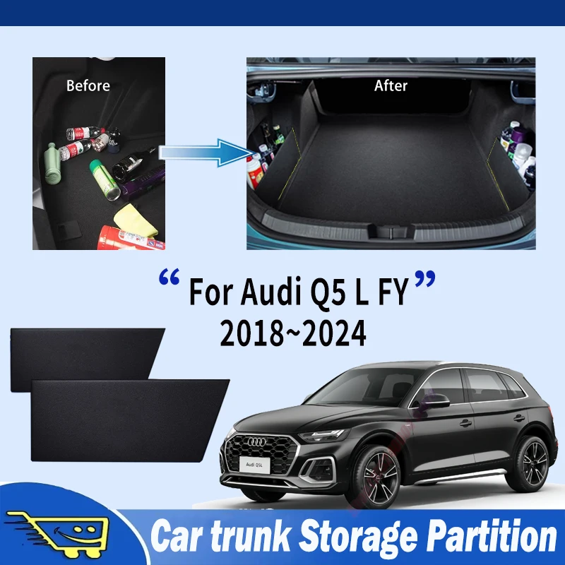 For Audi Q5 L 2018~2021 2019 Upgrade Thickening Car Trunk Storage Partition Multi-function Storage Box Auto Interior Accessories