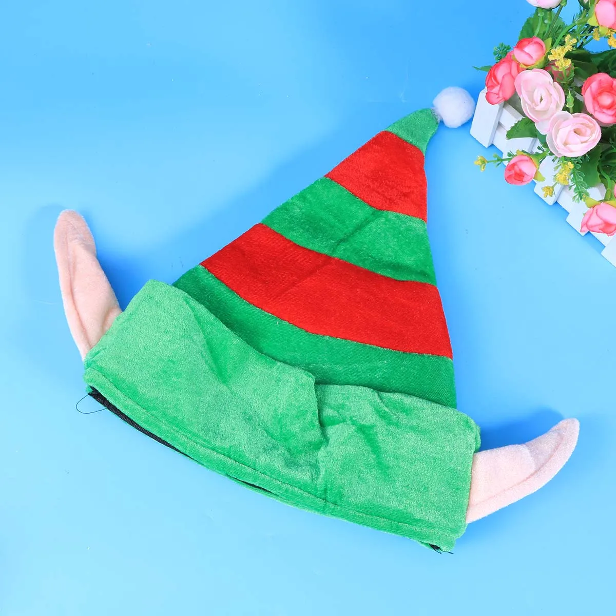 

Creative Christmas Hat with Ears Flannelette Cosplay Holiday Costume Party Props for Children Adults