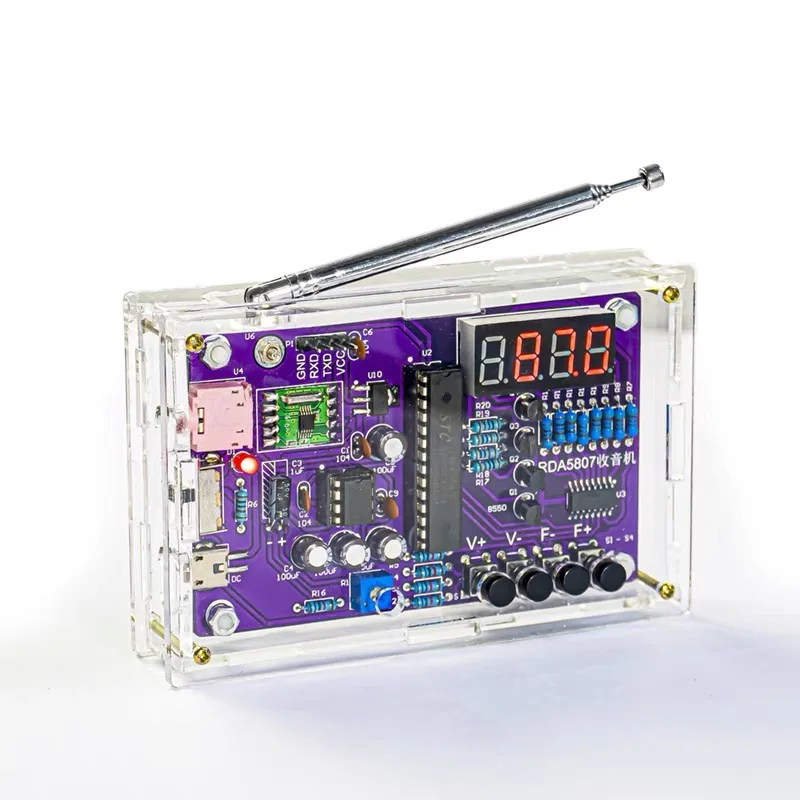 Kit Electrónico de Radio FM DIY, 87-108MHz, Frecuencia Ajustable, Pantalla Digital, Proyecto de Soldadura, Práctica de Soldadura, RDA5807S