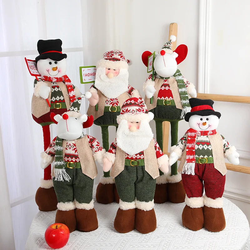 Santa Claus Snowman Deer Dolls Christmas Decocration for Home Retractable Toys Happy New Year Gift Xmas Festival Ornament New