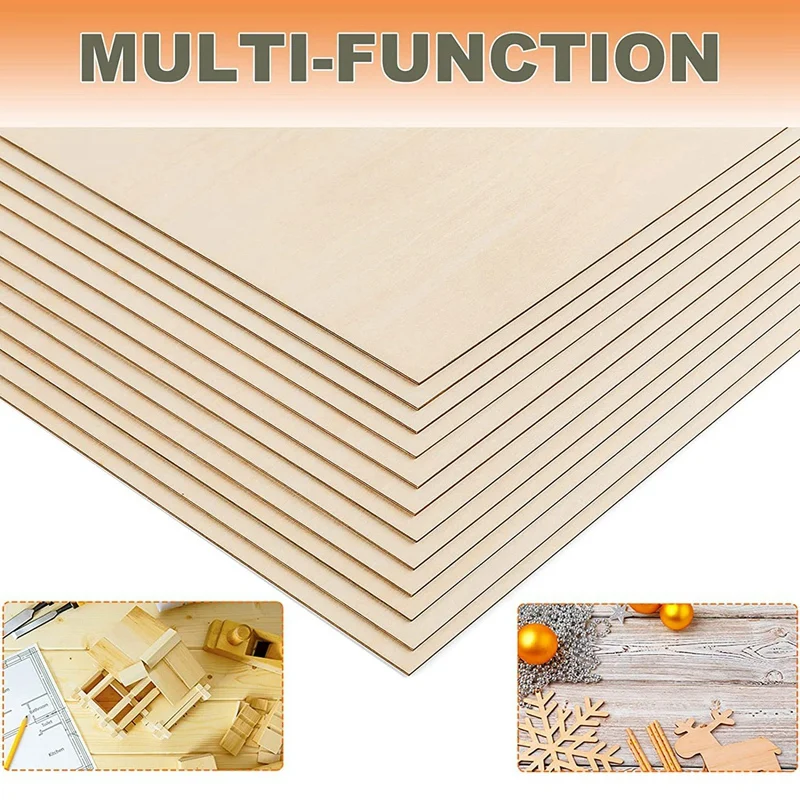 50Packs 4 X 4 Inch Unfinished Balsawood Sheets 1/16 Inch Thin Wood Sheets Craft Wood Board Plywood For Crafts