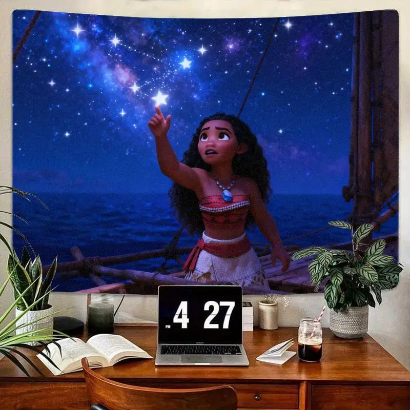 

1 шт., гобелен Disney Moana Stargazing, волшебная Звездная Ночь, океан, настенное искусство, декор комнаты из полиэстера для девочек и детей, подарок