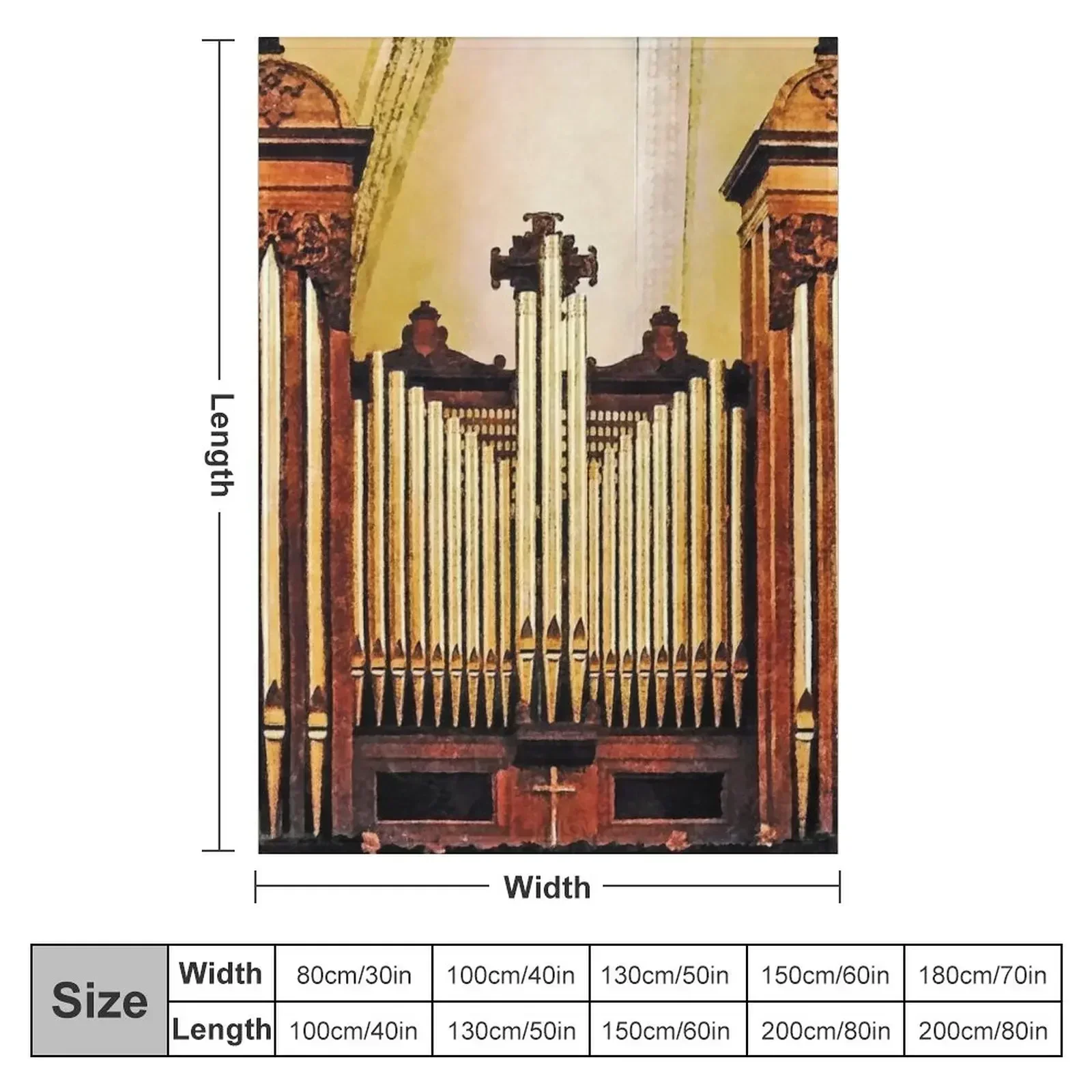 Church Organ Throw Blanket Vintage decorative Flannel Fabric Blankets