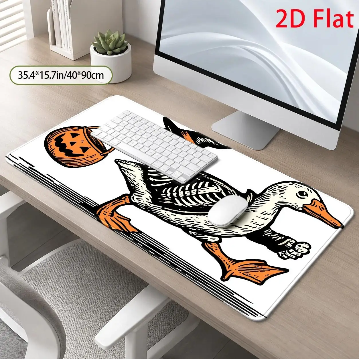Large Gothic Goose Skeleton Desk - Vintage Spooky Trick-or-Treat Mouse Pad Suitable for Home Office, Gaming Room, Dormitory, Stain-Resistant Machine Washable