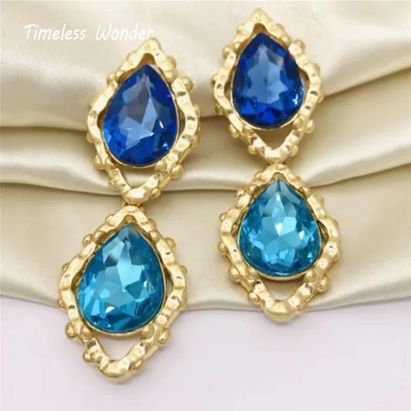 Timeless Wonder Fancy Crystal Geo Cut Clip on Earrings for Women Designer Jewelry Punk Runway Luxury Brand Gift Goth Heavy 1468