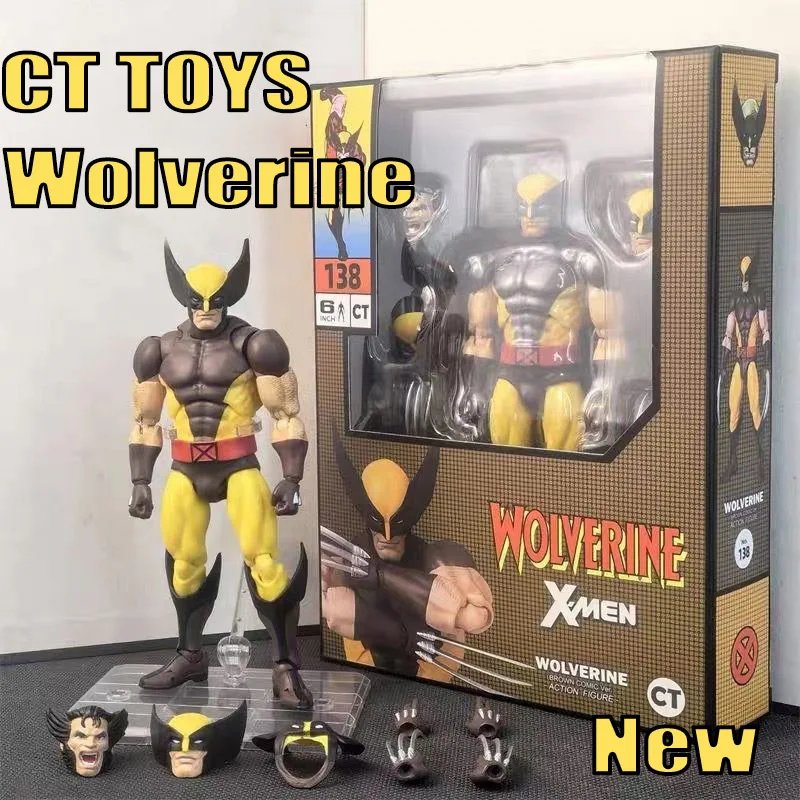 In-Stock Ct Toys Wolverine Mafex 138 Figura Marrone Comic X-Men Action Figure Shf Anime Figurine Ko Modello Giocattolo per bambini Regalo di Natale