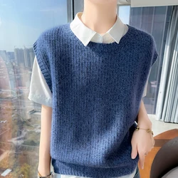 2025 Fancy-yarn Thickening Women Wool Vest Wear Lady Winter Office Top Female Loose Ladies Indoor Plus Size Clothing Waistcoat