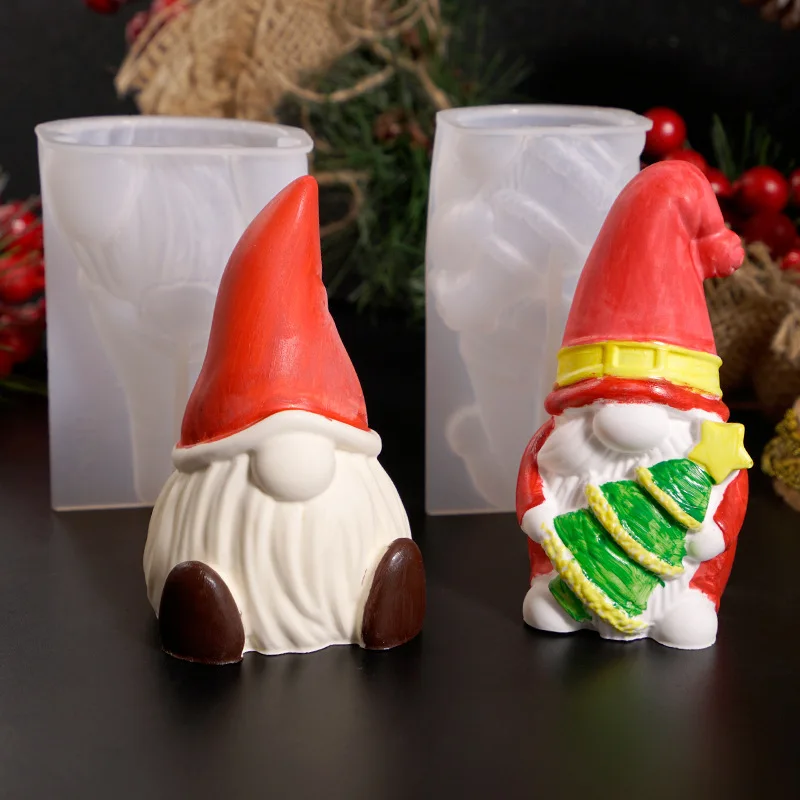 Molde de silicona para hombre mayor, molde para sombrero de Papá Noel de alta calidad, molde de Papá Noel sin rostro detallado para hornear en vacaciones, fabricación de regalos de Navidad
