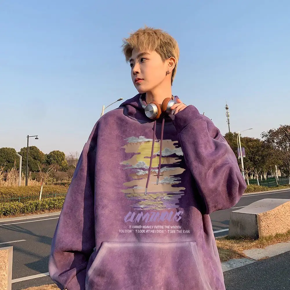 

Мужская толстовка оверсайз, замша, бархат, свободный крой, осень-зима, большой размер 300, окрашенный ленивый топ, качественная полиэфирная ткань