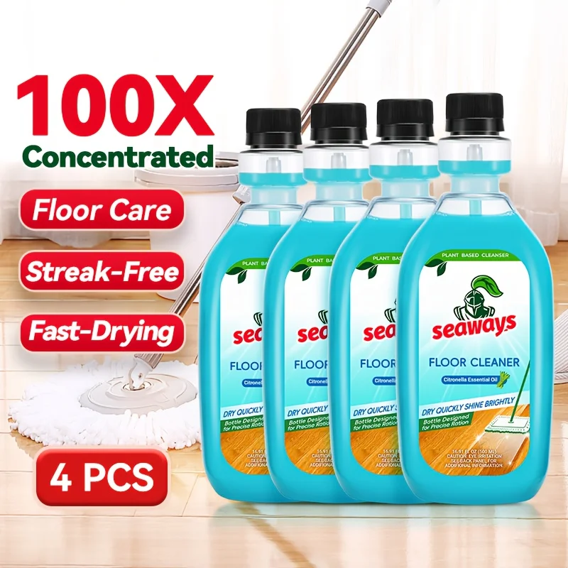 

4pcs Seaways 100X Concentrated Floor Cleaner - 16.9fl.oz - Multipurpose Cleaning Solution for Various Surfaces, Suitable with