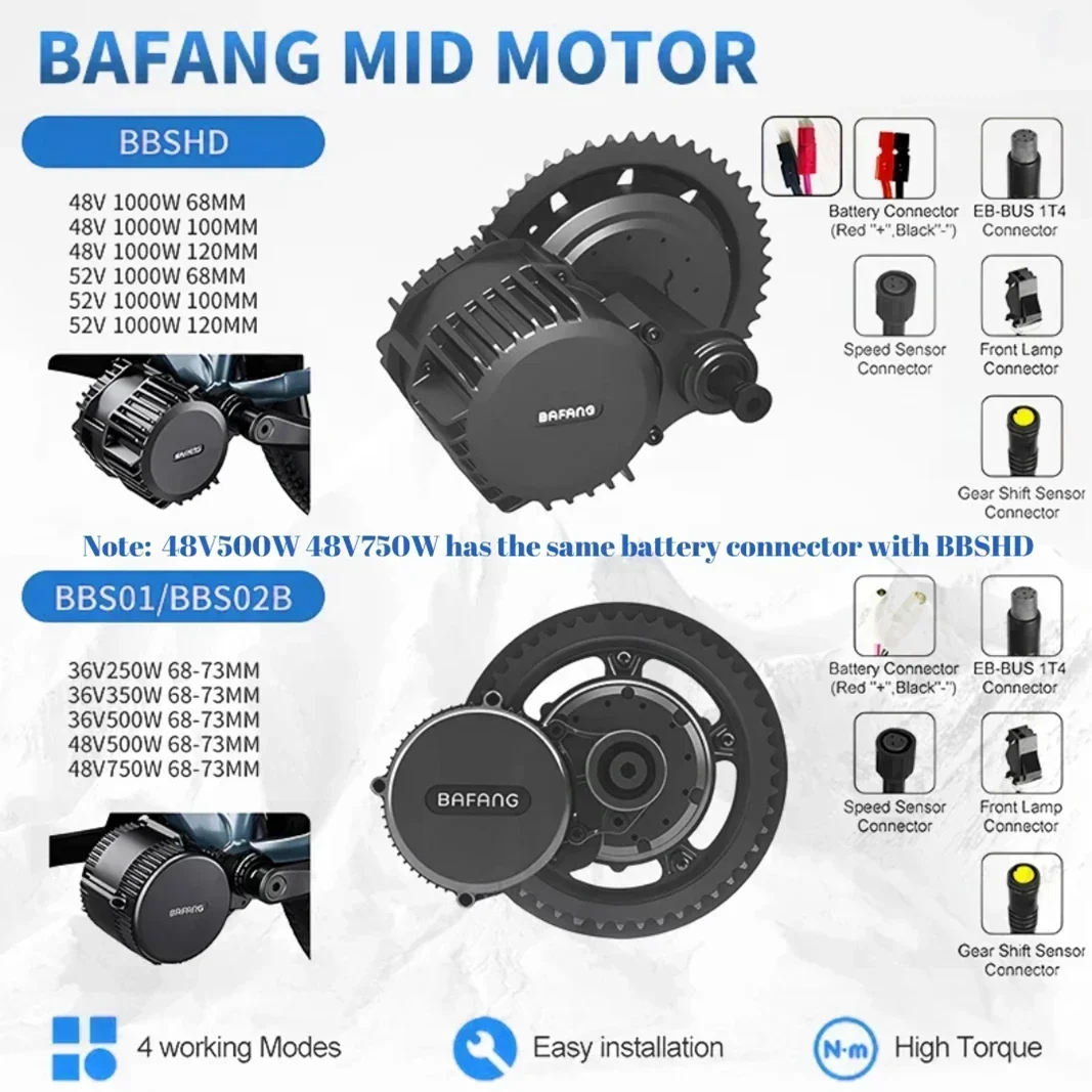 BAFANG BBS02B BBS01B Ebike Mid Drive Motor Kit 750W 500W 350W 250W 52V 48V 36V 8Fun Electric Bike Engine