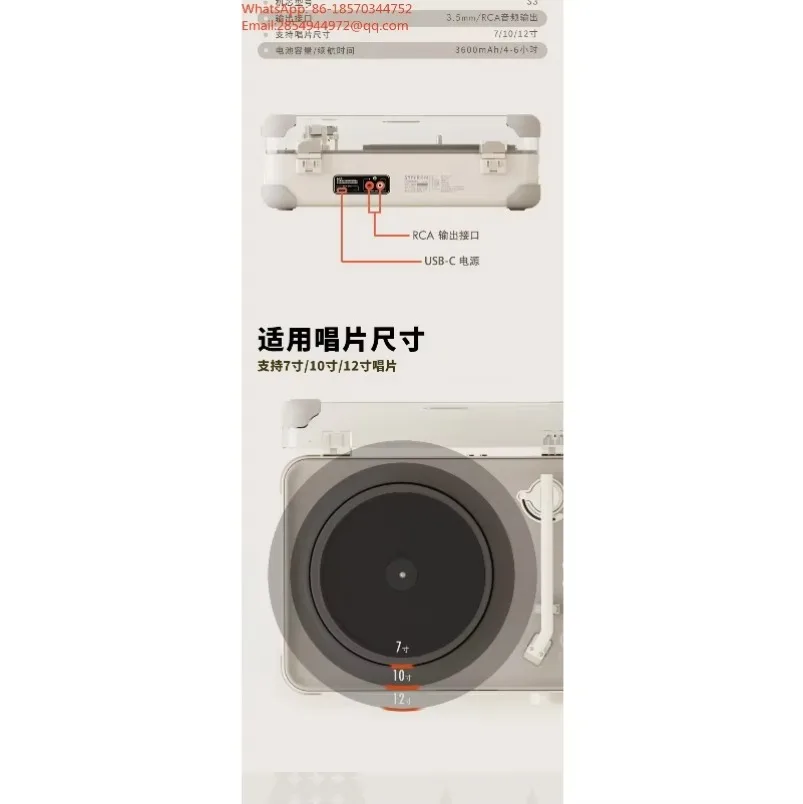 2027   T400 New Portable Retro Tape Recorder Vinyl Vinyl Vinyl Record Player Suspended Home Audio Player