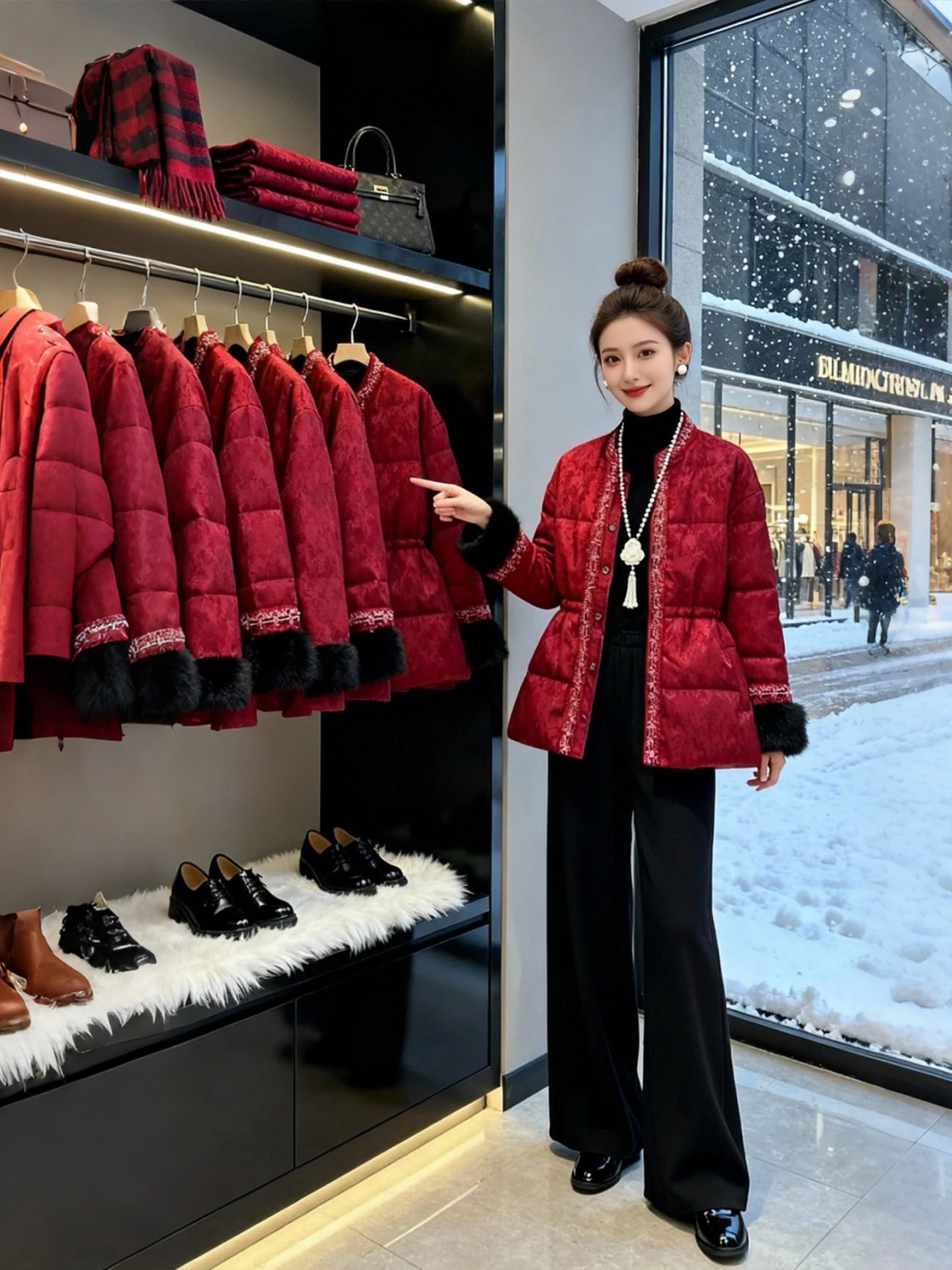 

Chinese Style Large Size Slimming Warm Versatile down Cotton Jacket New 2026 Winter Ladies Mid-Length Outerwear