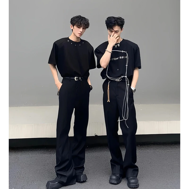 

Cleanfit Men's High Waist Straight Leg Pants Summer Drapey Cool Sle Casual Long Trousers Polyester Fiber Teenager Faion