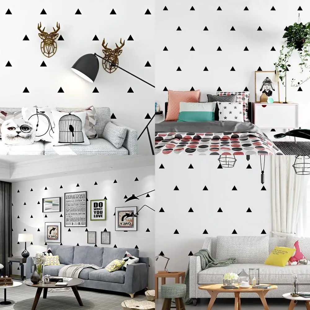 Nordic Style Wallpaper Ins Modern Simple Geometric Black White Triangle Living Room Bedroom TV Background Wall Wallpaper