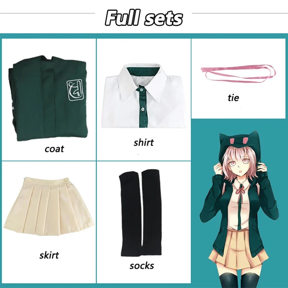 Nanami ChiaKi Cosplay Anime Danganronpa Cosplay Costume Wig High School Students Uniform Skirt Women Long-sleeved Jacket