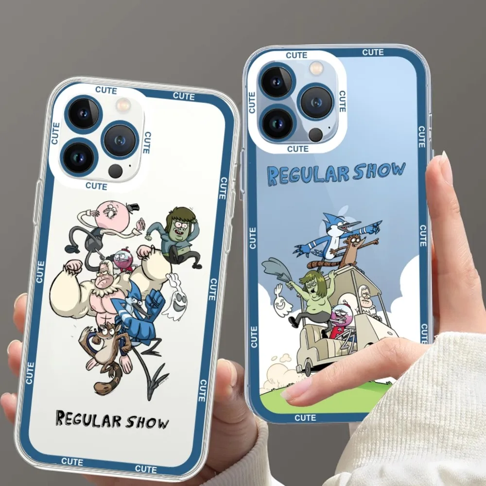 Cartoon R-Regular Show Phone Case For Samsung S20 S21 S22 S23  Ultra Plus S10 Transparent Border Shell