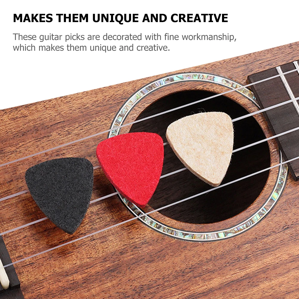 

3pcs Wool Felt Guitar Picks Unique Thumb Black Kids Bass Ukulele Accessory Portable Practice Musical Instrument