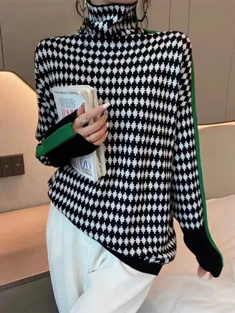 

New Autumn Winter Knit Women's Turtleneck Sweater Loose Warm Female Pullover Commuter Elegant Tops Casual Retro Ladies Clothing