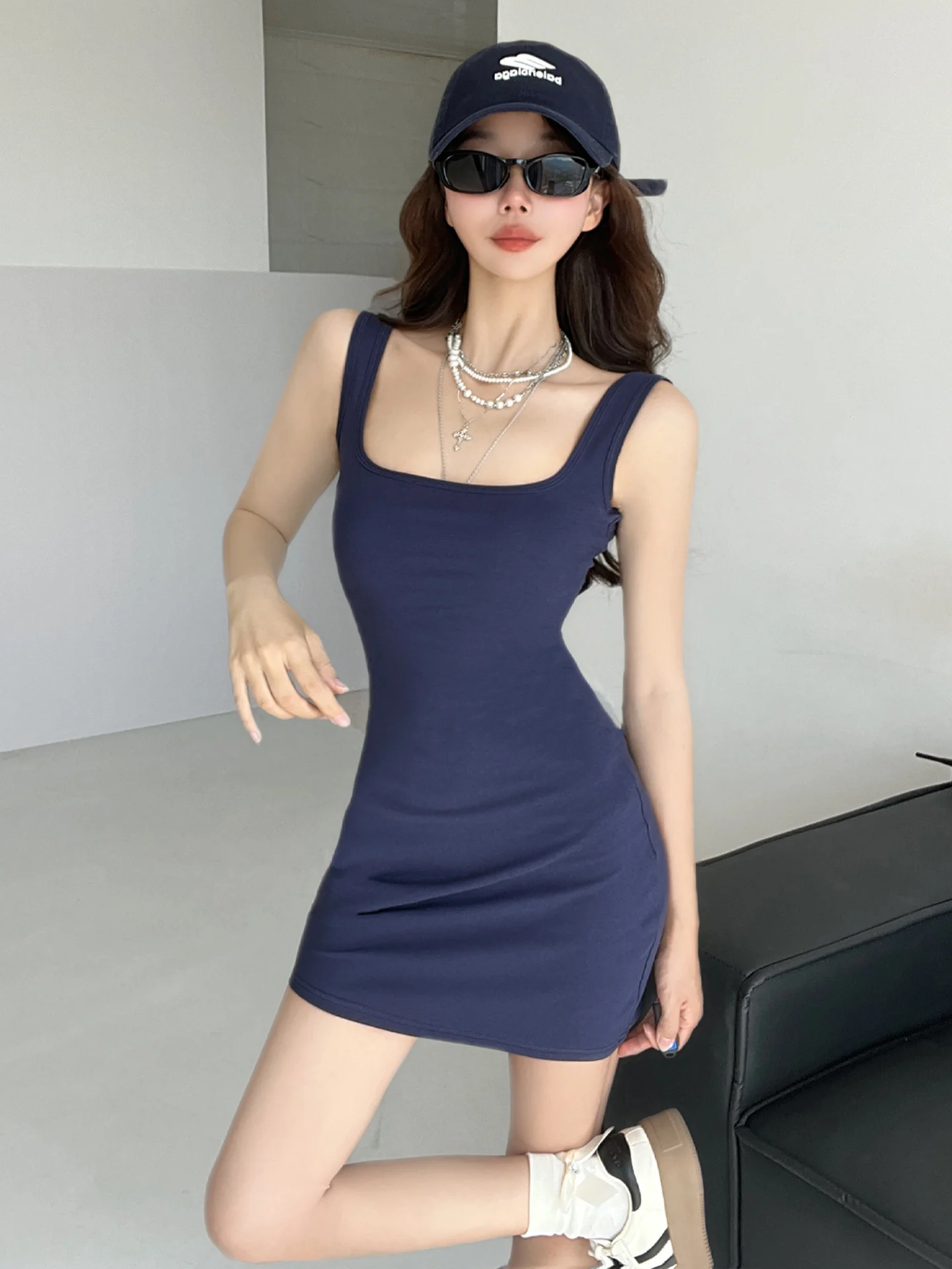 

Sultry Sister Облегающее платье с квадратным воротником Dr для похудения, скрывает жир подмышками, маленький размер, сексуальная девушка Dr, высокая талия, прозрачный высокий Ela...