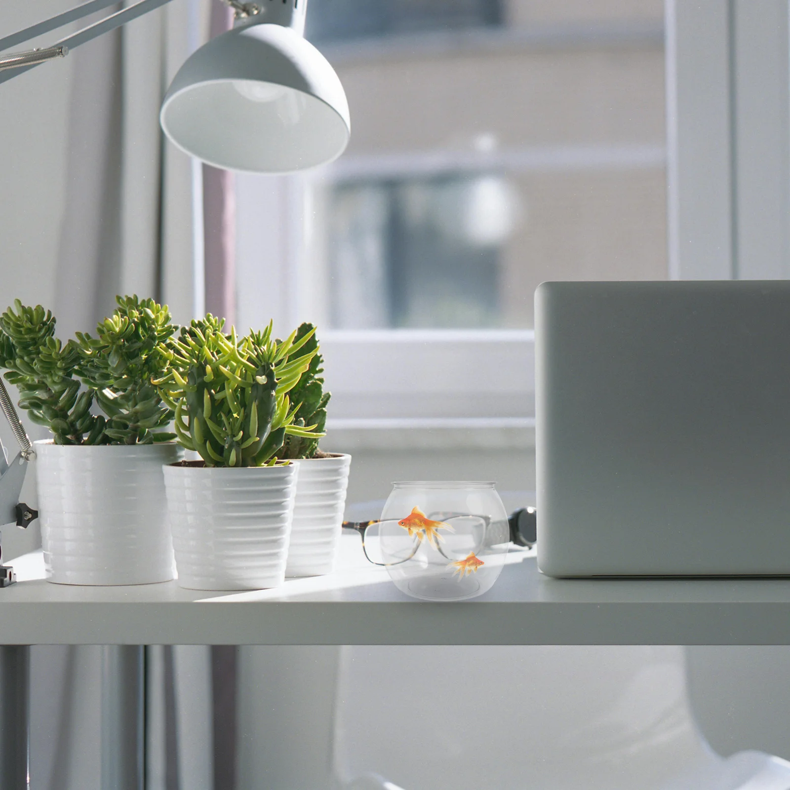 

Small Aquarium Clear Viewing Shatterproof Desktop Bowl Decor Portable Plastic Goldfish Tank Betta Bowl Household Mini Fish