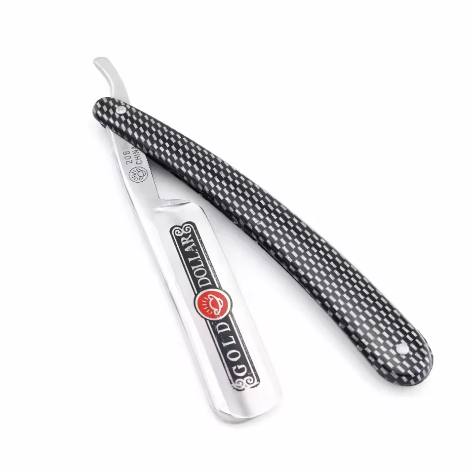 Gold Dollar Professional Straight Barber Razor, Shavette Open Razor Stainless Steel Sharp Blade Shave Ready Salon