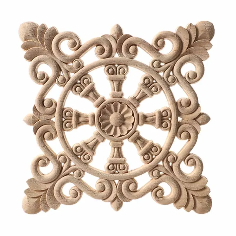 Wood Carved Corner Onlay Applique Unpainted Frame Cupboard Cabinet Decal For Home Furniture Decoration