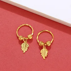 High Quality 24K Gold Plated Leaf Earrings For Women Gilded Jewelry Charm Decoration 2024