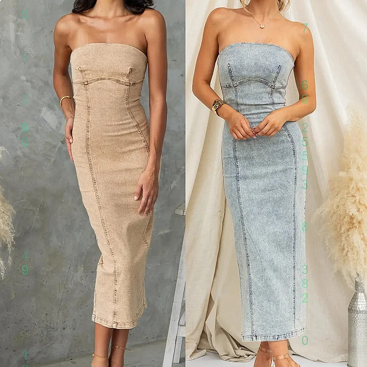 

Sexy Denim Bodycon Dress Tube Top Jumpsuit Playsuit Spring Summer Women's Night Out