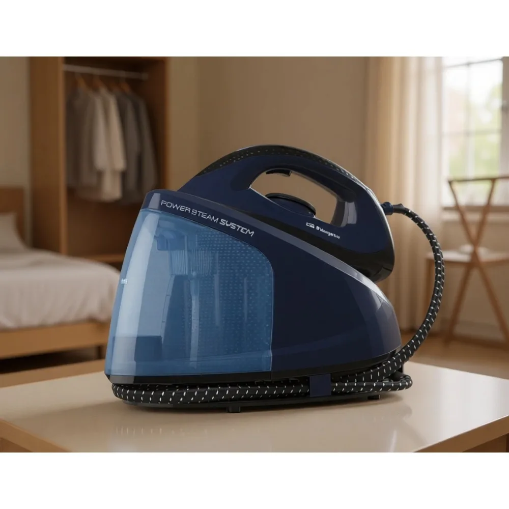 Centro de Planchado a Vapor con Modos de Vapor Seco, Temperatura Ajustable, Autolimpieza, Tanque de 1.2L, 2400W, Azul