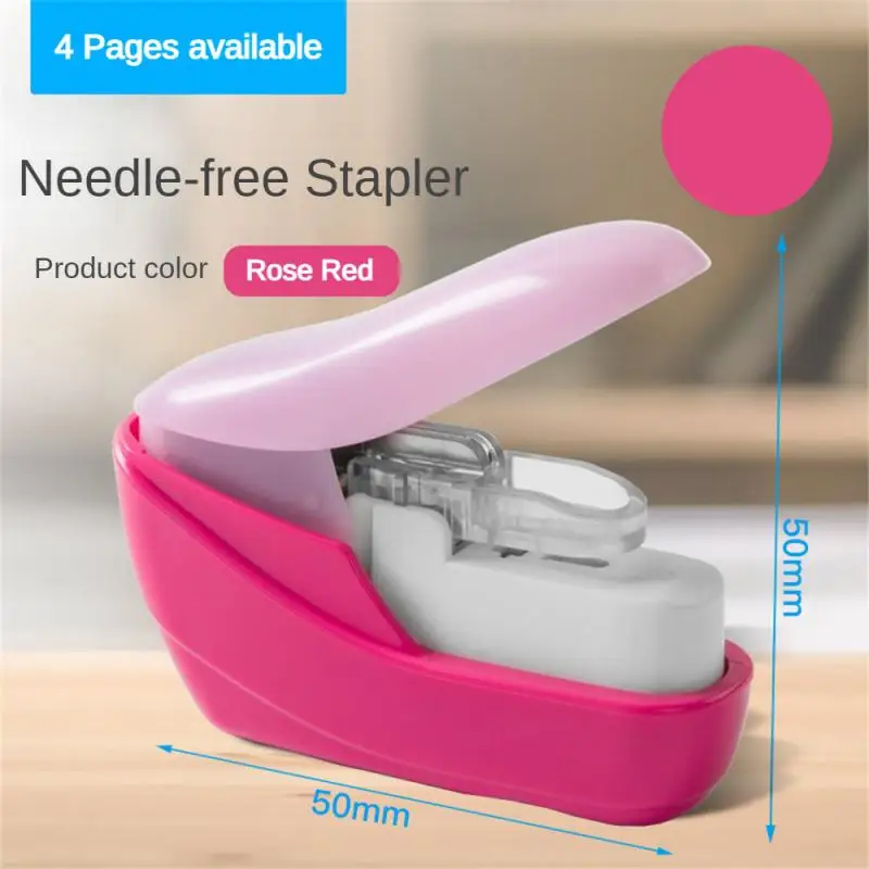 Mini grampeador sem unhas, fácil e sem esforço, grampeador de livros, sem grampos, material de encadernação de escritório, material escolar