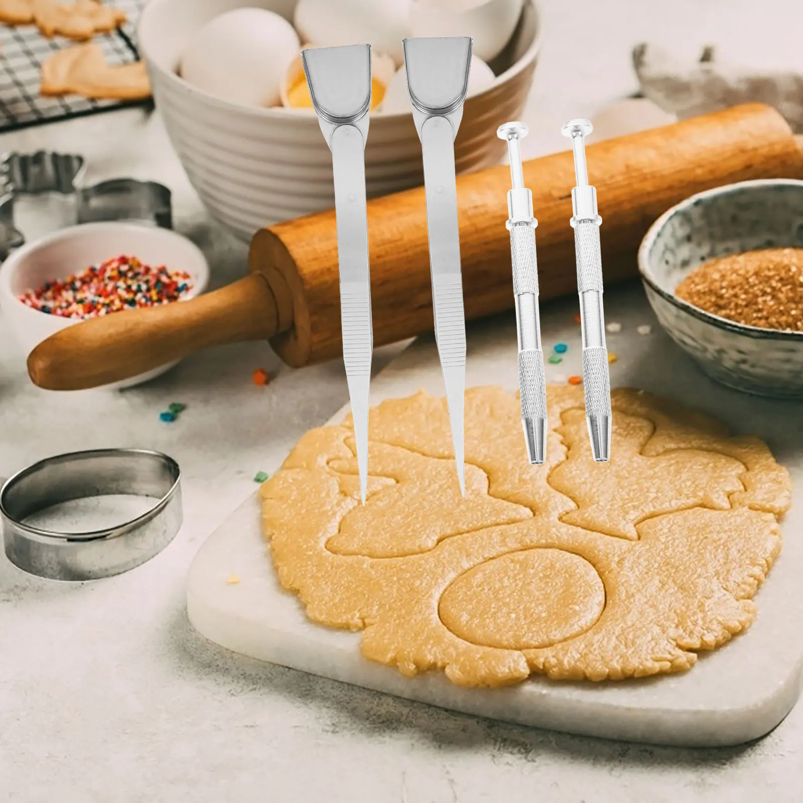 ชุดอุปกรณ์ตกแต่งเค้ก 1 ชุด  แหนบโลหะ  ตัวจับโรยหน้าเค้ก  สำหรับงานประดิษฐ์  อุปกรณ์ทำขนม  เครื่องมือตกแต่งเค้ก