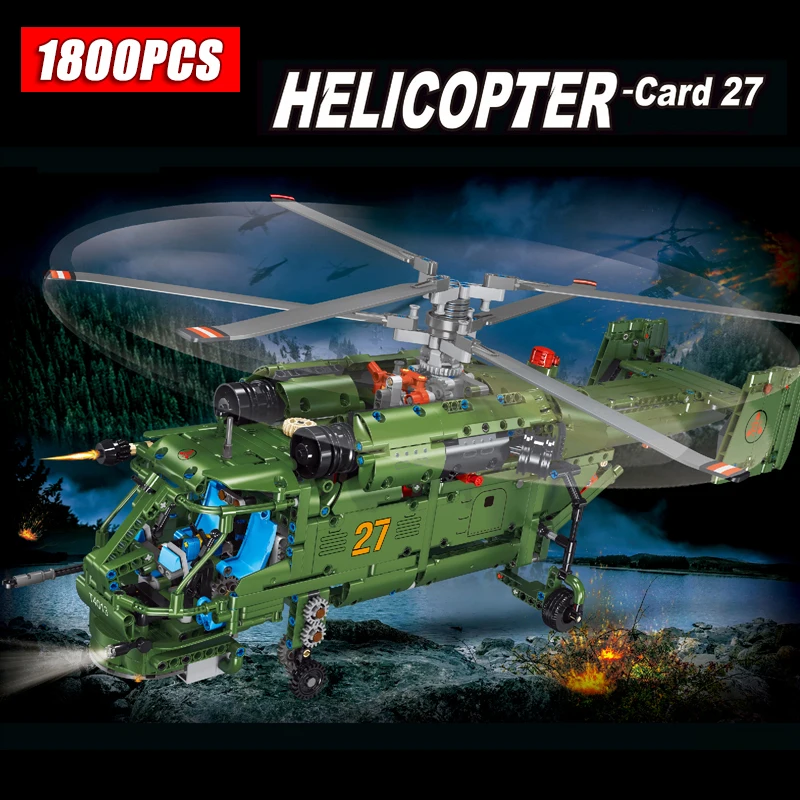 1800PCS Tecnico di Controllo Remoto Carta 27 Blocchi di Elicottero High-tech RC Fighter Soldati Mattoni Giocattoli Militari Per I Ragazzi