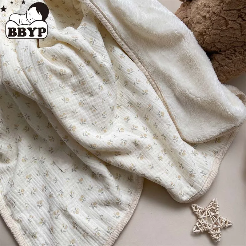 

Ins Tulip Gauze Baby Child Blanket Throws Coral Fleece Soft Newborn Infant Swaddle Wrap Blanket Bedding Stroller Cover