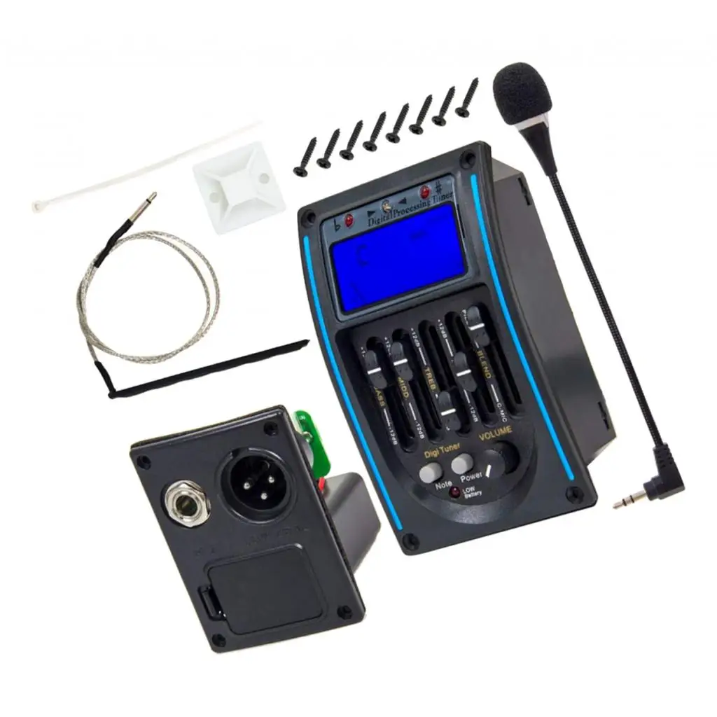 Equalizer 5 Band Piezo Pickup Active Preamp Tuner LCD Display Acoustic Guitar Soundhole Pickup for Guitar Accessories view 5
