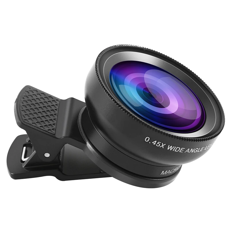 Fish Eye Phone Lens, 0.45X Phone With HD Camera Lens Macro Clip Lens Wide Angle Lens Lens For Mobile Phone Camera