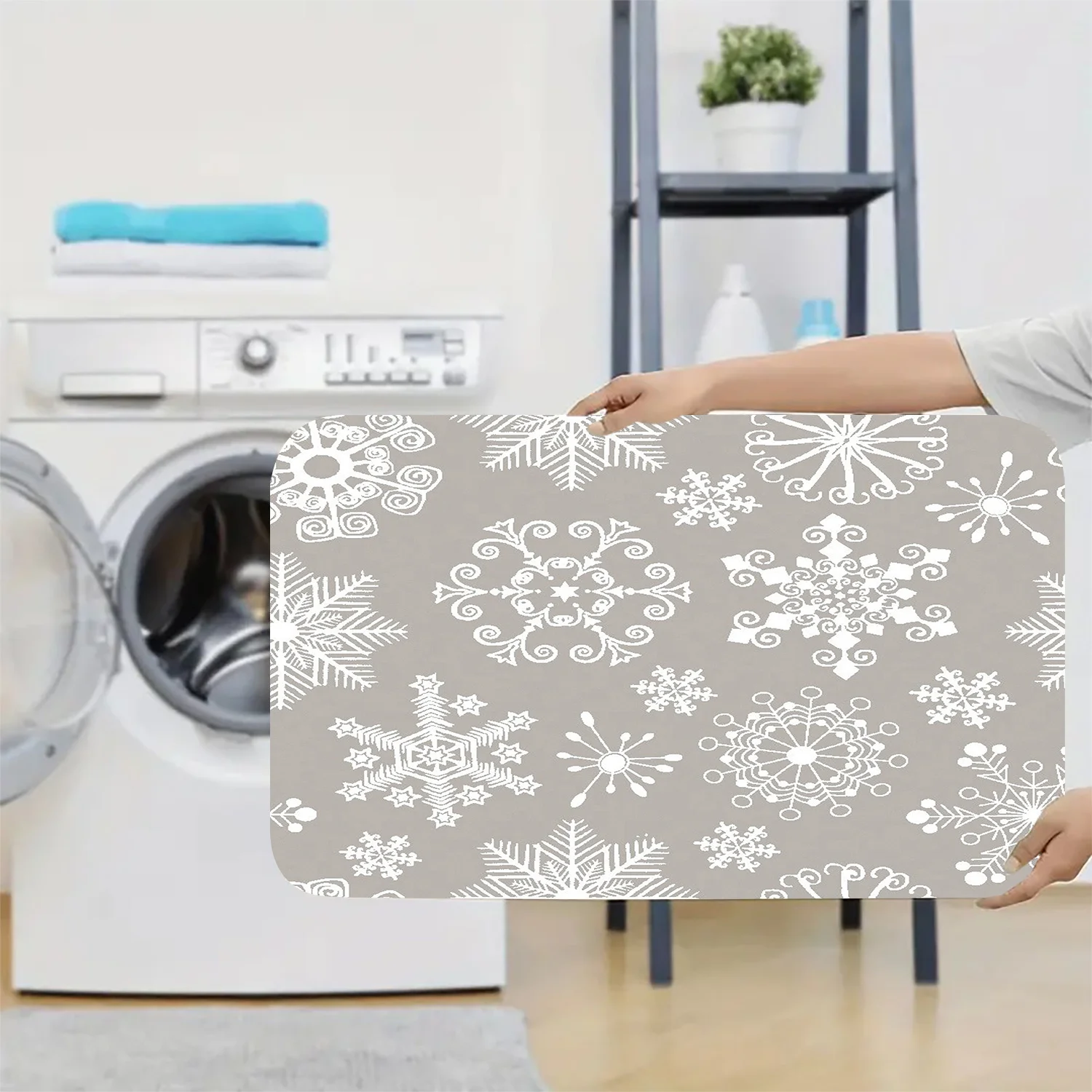 Waterproof Luxury Snowflake Bath Mat Set 3PCS Christmas Winter Bathroom Rugs Elegant Home Decor Accessories for Holiday