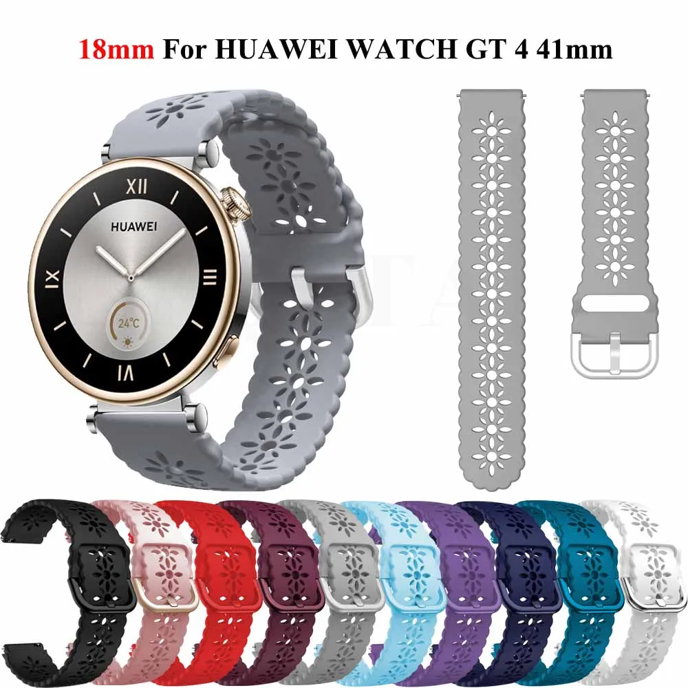 Cinturino per orologio in Silicone con pizzo da 18mm caldo per Huawei Watch GT 5 GT 4 GT4 41mm cinturino di ricambio per Huawei GT 5 Pro 42mm