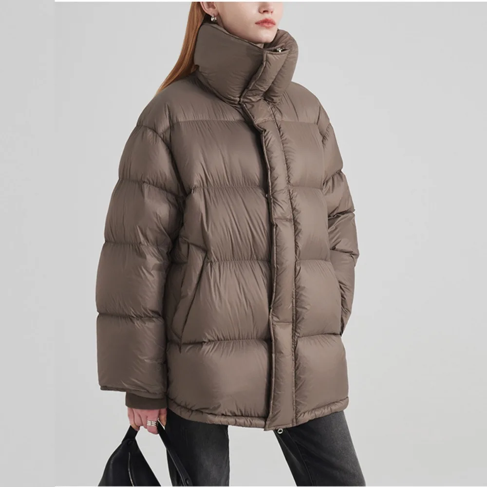 Down Jacket Women Short Vertical Thread Puffs Jacket Winter Thick Lapel Down Coat New Chinese Korean Fashionable Outerwear