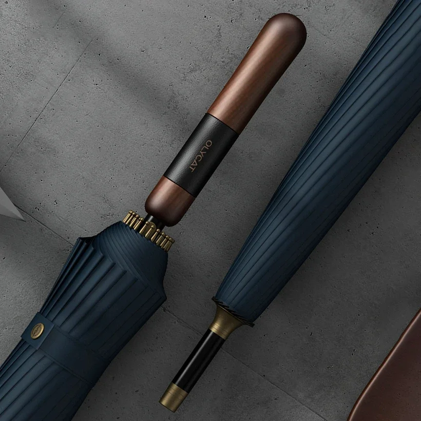 

Olycat Large Umbrella Windproof Strong 16 Bones Wooden Handle Rain Umbrella Waterproof Luxury Big Golf Long Umbrella Men Woman