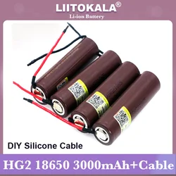 Liitokala new HG2 18650 3000mAh Rechargeable battery 18650HG2 3.6V discharge 20A, dedicated batteries+DIY Silica gel Cable