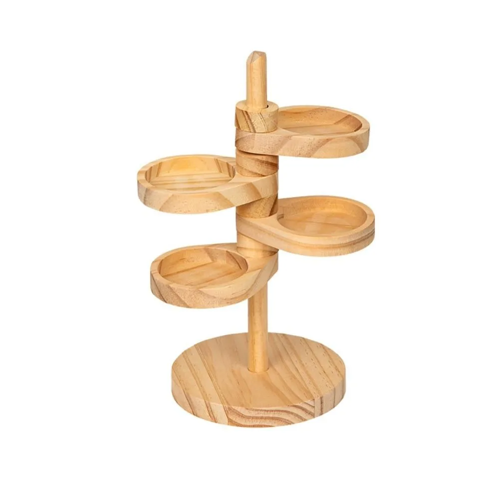 

Creative Wooden Key Storage Rack Rotatable 4 Layer Earring Holder Decorative Collection Jewelry Storage Box for Desktop