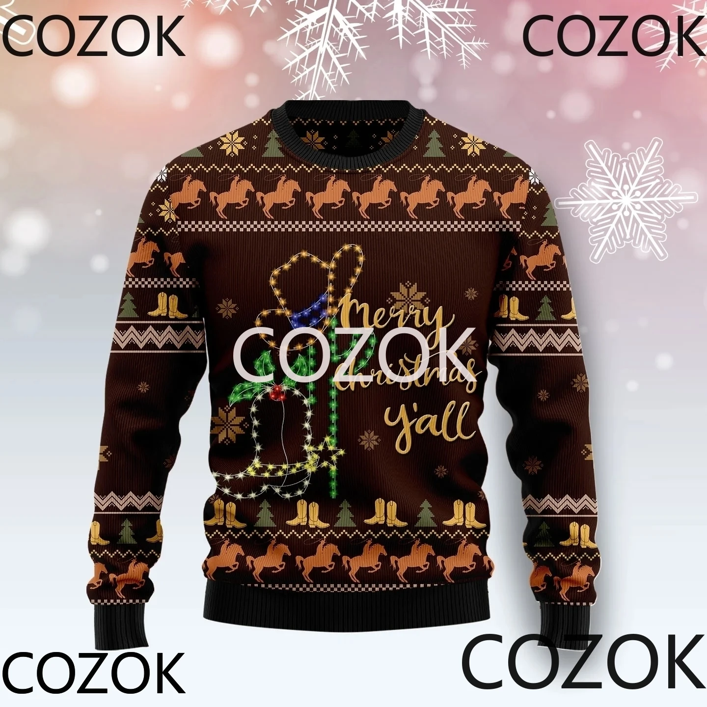 Cowboy Boots Christmas Sweater 3d Printed Sweatshirts for Men and Women Pullovers Harajuku Unisex Tops