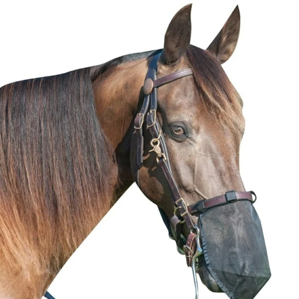 Protector contra mosquitos para nariz de caballo, malla transpirable, cubierta para la cara de la nariz del ganado, máscara para moscas de caballo para protección facial de caballo
