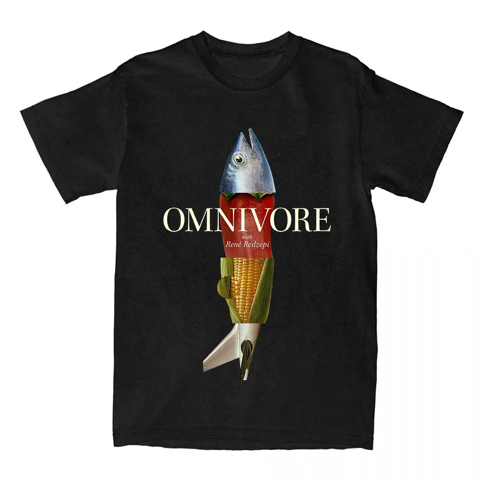 Unisex Streetwear Stampa TV Omnivore Pesce T-shirt grafica Manica corta in cotone Allentato Magliette maschili O-Collo Abbigliamento Moda Uomo Tees