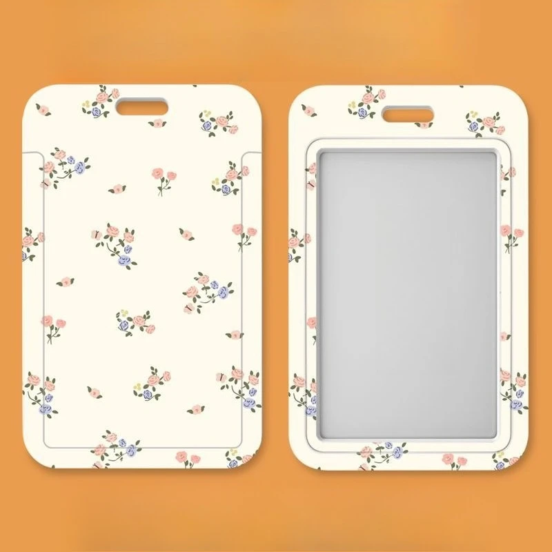 Simpatico gattino fiore Kpop Idol Card Raccogliere organizzatore di cancelleria Porta badge da donna Portachiavi Studente Campus Porta carte con cordino